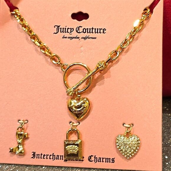 Juicy Couture Interchangeable Charms Heart &Crown Lock Necklace - Picture 3 of 5